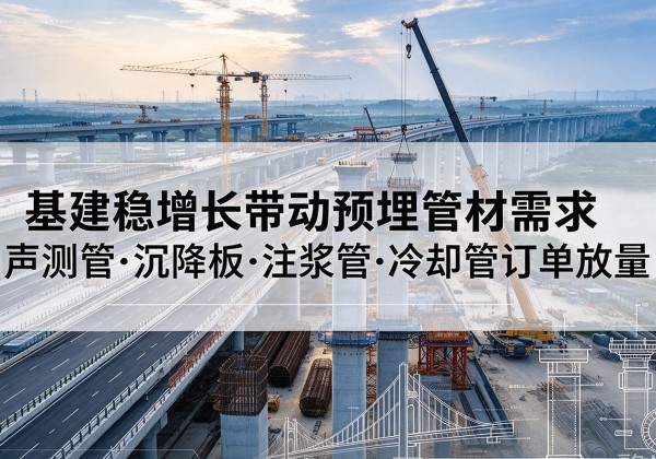 隆子基建稳增长带动预埋监测管材需求，声测管、沉降板、注浆管订单持续放量